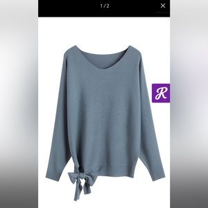 Batwing sleeve oversized sweater in dusty blue